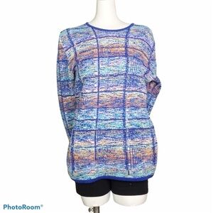 Marcazzani blue window pane plaid pullover sweater